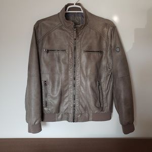 Calvin Klein Men's  Faux Leather Bomber Jacket(L)
